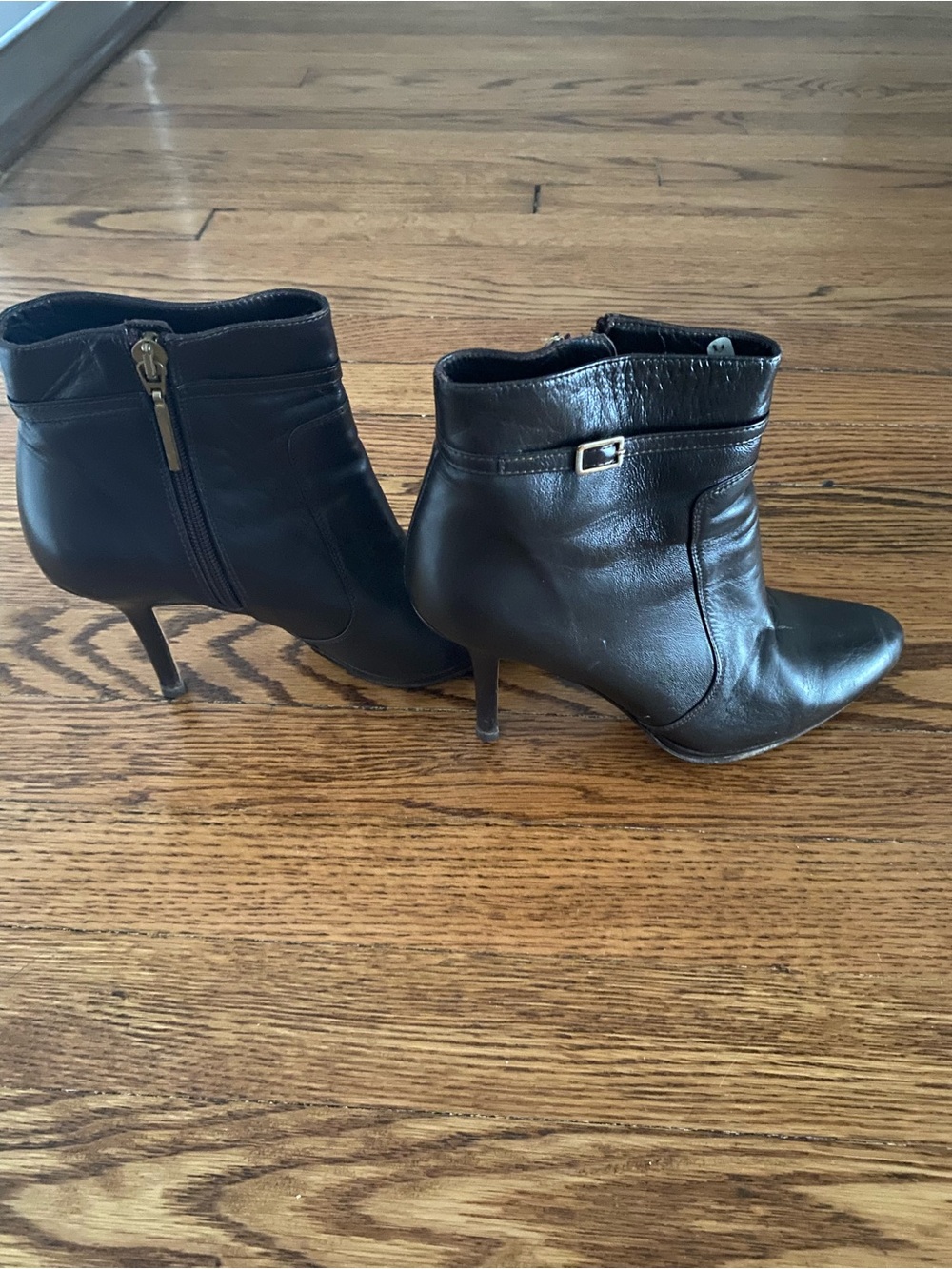 Regina Romero Brown Leather Pointed-Toe Ankle Boots with Side Zip